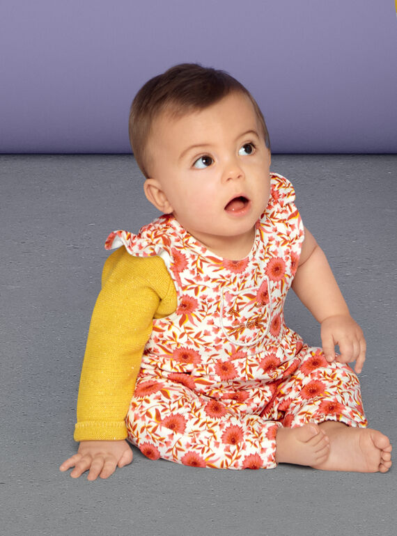 Mono de color crudo y rosa con estampado floral para bebé niña LINAUCOMB / 21SG09L1CBL001