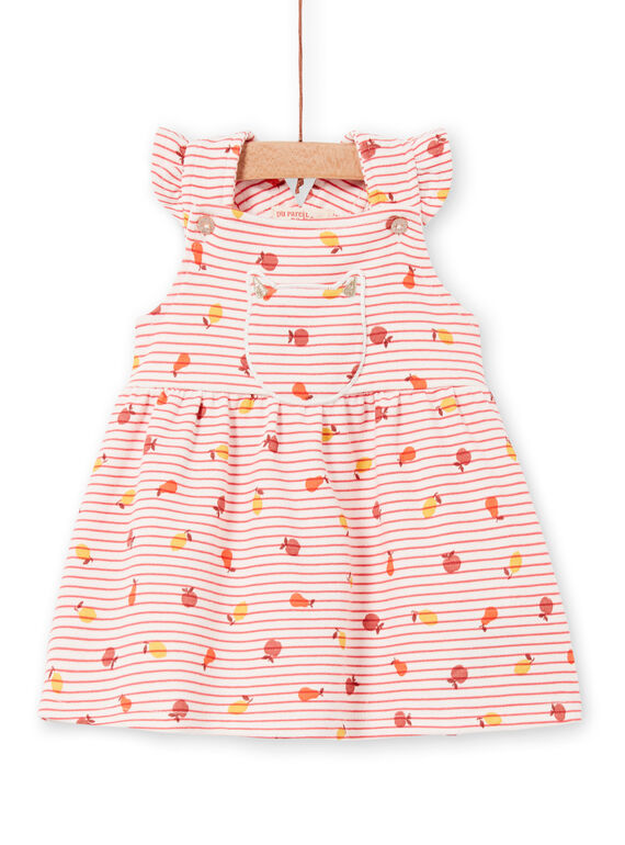 Vestido de rayas de color rosa y naranja, para bebé niña LINAUROB2 / 21SG09L1ROB318