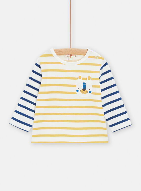 Camiseta amarilla con estampado de rayas para bebé niño TUJOTEE1 / 24SG10B4TML001