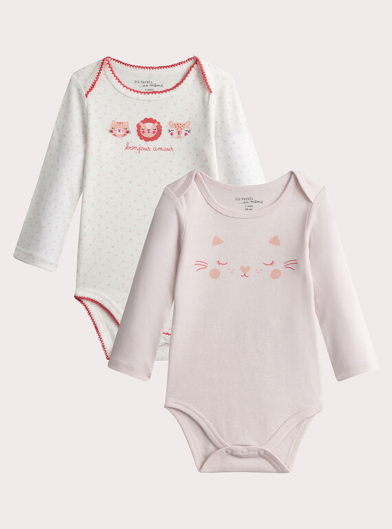 Lote de 2 bodys de manga larga aMotivo animal para niña  VEFIBODCHA / 24WH1384BDL001