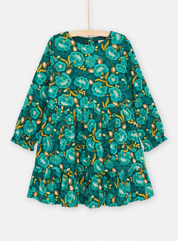 Vestido azul pato con estampado floral para bebé niña SADUROB1 / 23W901P2ROB714