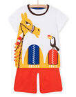 Pijama de camiseta y short con dibujo de animales blancos para niño NEGOPYCCHA / 22SH12H8PYJ000