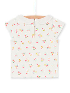 Camiseta de color crudo y rosa, con estampado floral, para bebé niña LIVERBRA / 21SG09Q1BRA001