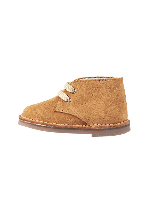 Botas de piel de serraje de color beige para bebé niño GBGBOOTDES / 19WK38Y2D0D080