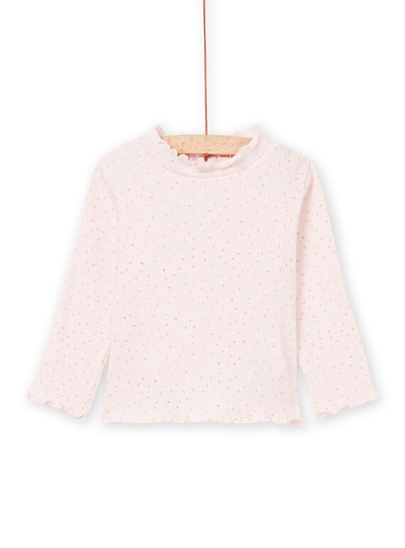 Jersey fino de punto de canalé rosa PIJOSOUPRIB1 / 22WG09C3SPL632