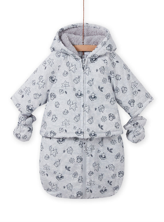 Buzo impermeable gris con estampado de fantasía para recién nacido unisex MOU1PIL1 / 21WF0541PILJ920