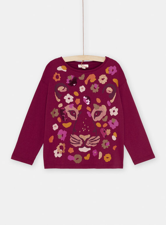 Camiseta ciruela con dibujo de pantera SACOUTEE1 / 23W901L3TML709