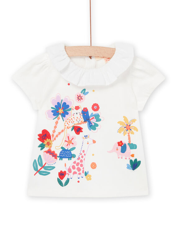 Camiseta blanca con gorguera RINAUBRA / 23SG09N1BRA001