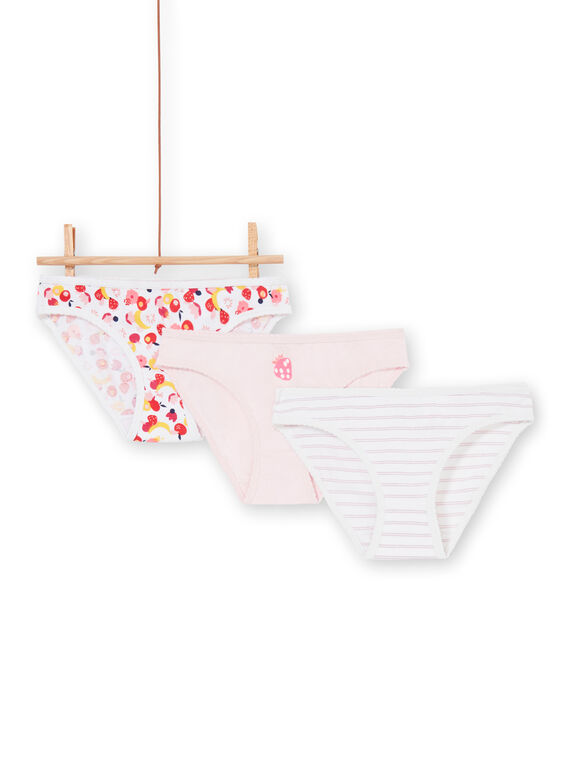 Pack de 3 braguitas de color rosa, blanco y rojo, para niña LEFALOTFRU / 21SH1127D5LF506