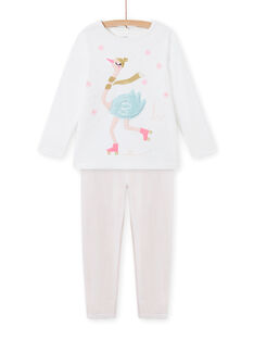 Pijama de color crudo de terciopelo con estampado de cisne para niña MEFAPYJOST / 21WH1195PYJ001