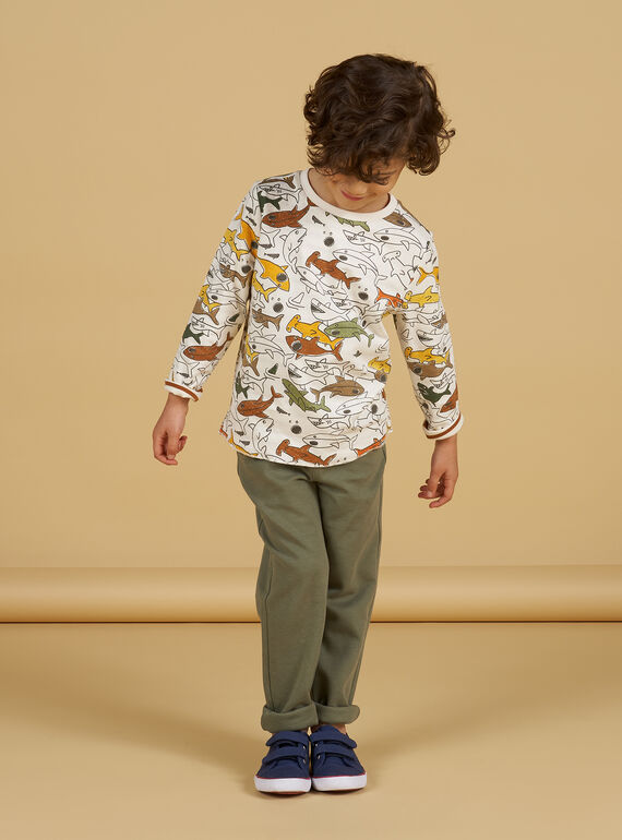 Camiseta de color hueso reversible con estampado de tiburones para niño NOVITEE1 / 22S902M3TML007