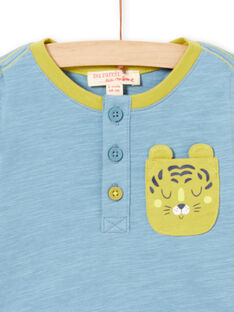Camiseta azul con manga larga remangable para bebé niño MUJOTUN1 / 21WG1021TML020