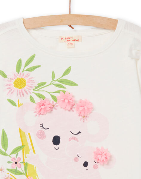 Camiseta blanca con estampado de koalas y flores para niña NASOTI4 / 22S901Q1TMC001