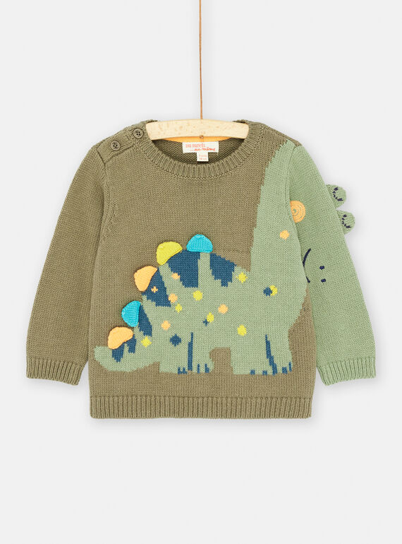 Jersey verde militar con dibujo de dinosaurio para bebé niño SUVERPUL / 23WG10J1PULG631