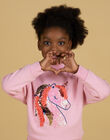 Sudadera rosa forrada con estampado de unicornio con lentejuelas reversibles para niña NAVISWEA / 22S901M1SWED326