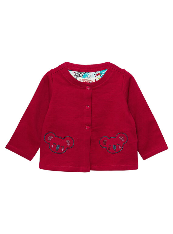 Cárdigan de muletón de color grosella para bebé niña JICLOCAR2 / 20SG0911CARD302
