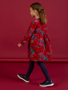 Vestido de manga larga de pana con estampado floral para niña MAFUNROB1 / 21W901M3ROBH703