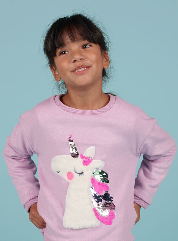 Sudadera con estampado de unicornio y lentejuelas reversibles para niña MAPLASWEA / 21W901O1SWE326