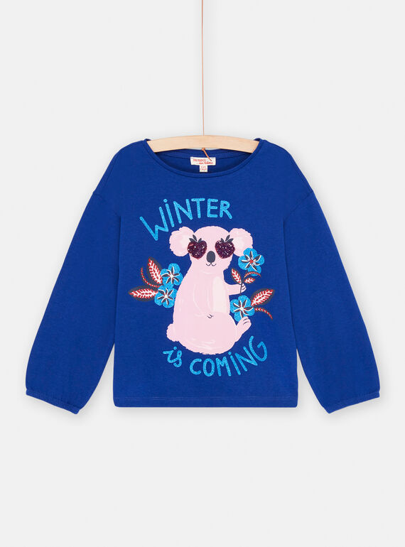 Camiseta azul con estampado de koala para niña SAFORTEE1 / 23W901K2TMLC214