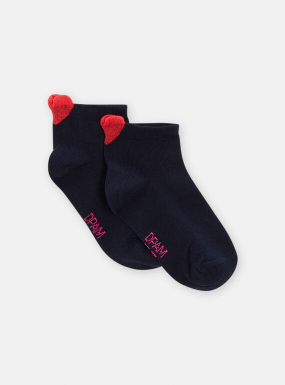 Calcetines azul marino con estampado de corazón para niña TYAJOSCHO1B / 24SI0182SOQ070