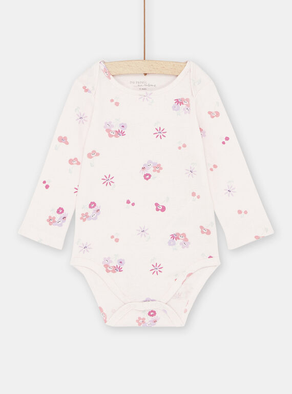 Body de color rosa claro con estampado de flores para bebé niña SEFIBODFLE / 23WH1362BDLD322