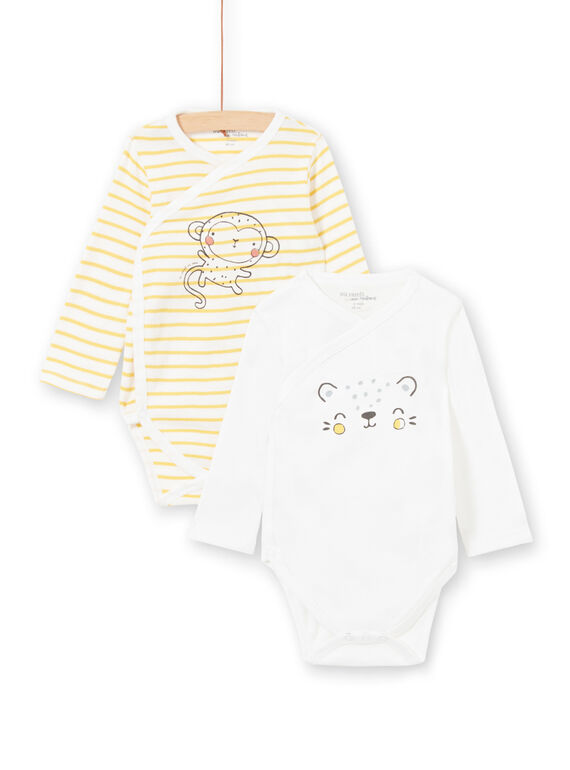 Pack de 2 bodis amarillos y blancos para niño recién nacido LOU1BOD2 / 21SF04H2BOD000