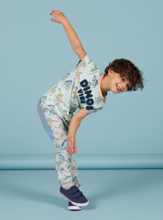 Camiseta de color verde pastel con estampado de dinosaurios para niño NOMOTI1 / 22S902N1TMCG632