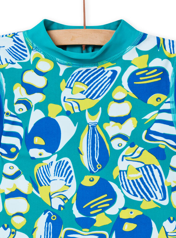 Camiseta con protección solar azul para niño NYOMERUVTIPOI / 22SI02L1TUVC242