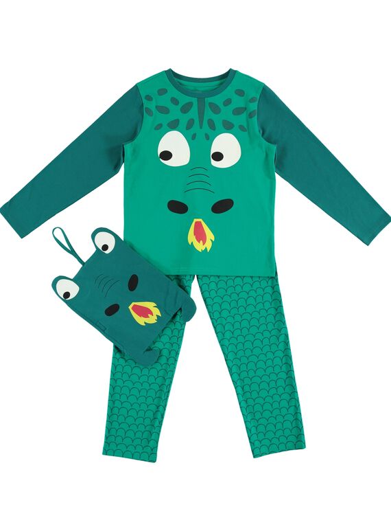 Pijama de color verde con su guardapijamas para niño JEGOPYJMAN1 / 20SH12L2PYGG606