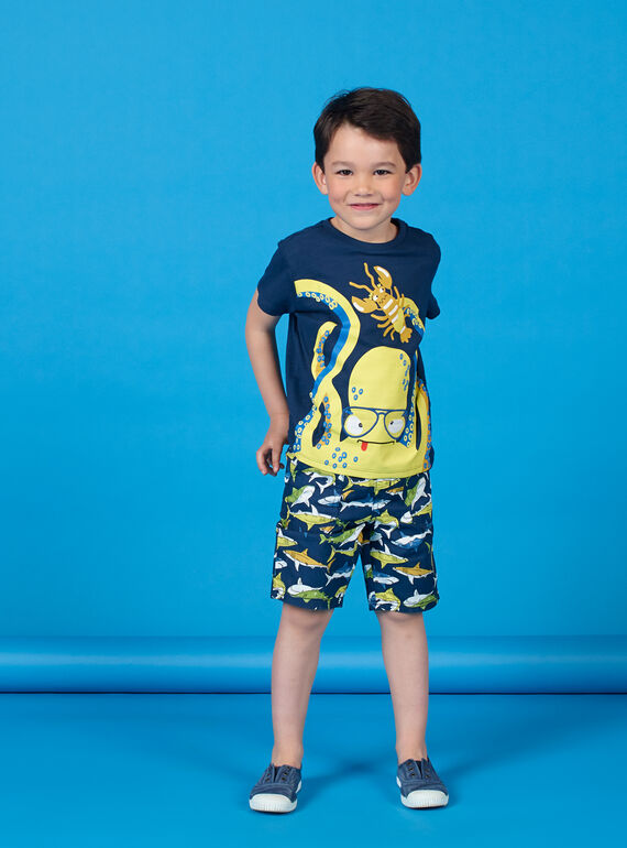 Camiseta azul con estampado de pulpo y langosta - Niño LONAUTI1 / 21S902P2TMC070