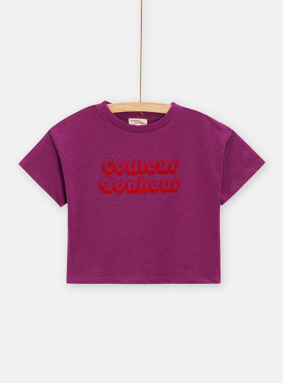 Camiseta oversize violeta con texto para niña TAMUMTI2 / 24S901R1TMC712