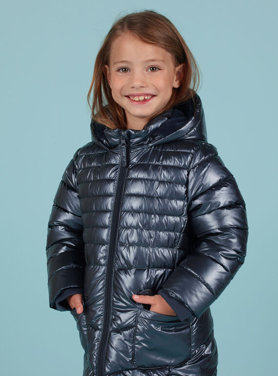 Anorak azul metalizado para niña MALONDOUN2 / 21W90162D3E070