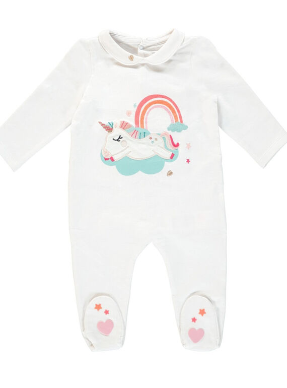 Pelele de color blanco con cuello para bebé niña JEFIGRECLAU / 20SH13C3GRE000
