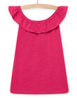 Camiseta de tirantes con volantes rosa fucsia lisa para niña NAJODEB2 / 22S901C6DEB304