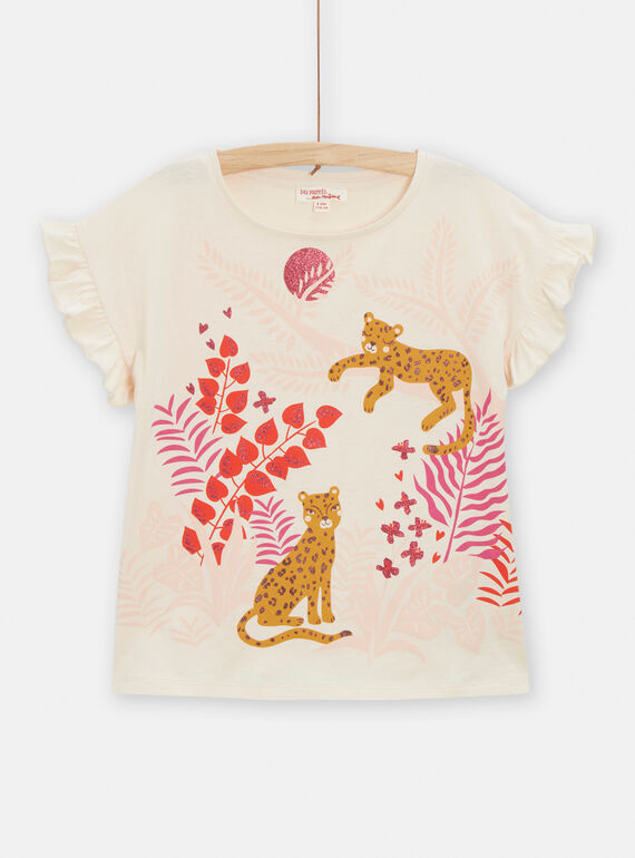 Camiseta de color crudo con estampado de animales para niña TALITI1 / 24S901T1TMC003
