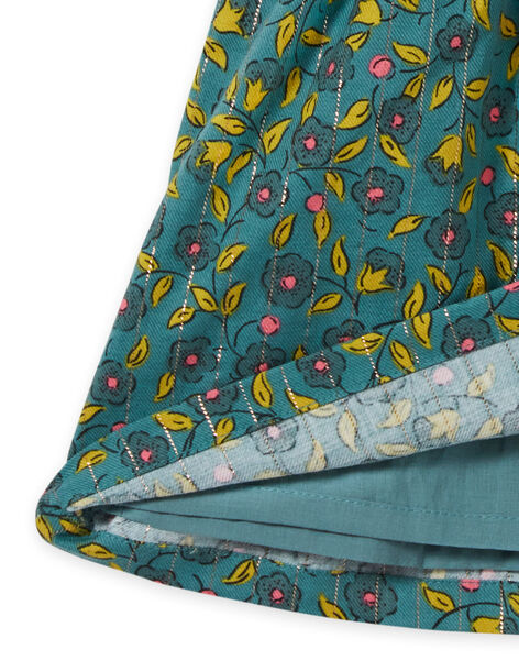 Vestido de franela de color caqui con estampado floral y de rayas para bebé niña MIKAROB1 / 21WG09I1ROB612
