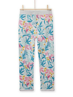 Pantalón de chándal gris jaspeado, azul y rosa con estampado de hojas para niña NAJOBAJOG2 / 22S90163JGB943