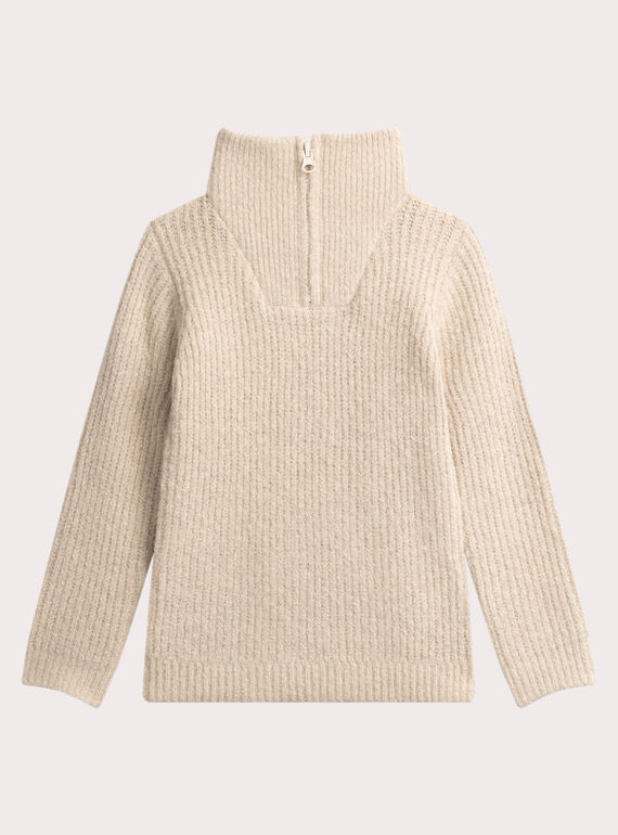 Jersey de cuello de camionero beige para niño  VOBAPUL / 24W902Q1PULA011