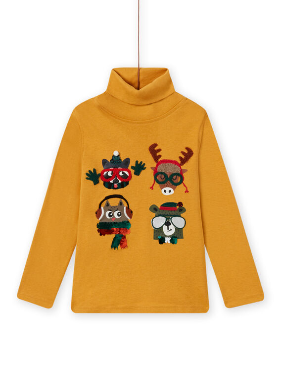 Jersey fino amarillo con estampado de animales fantasía para niño MOSAUSOUP / 21W902P1SPLB107