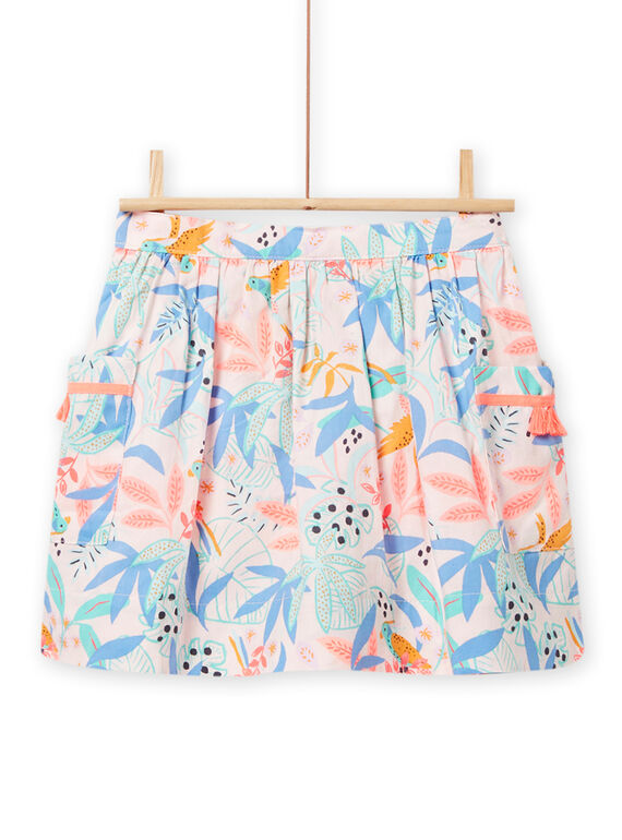 Falda de twill de color rosa empolvado con estampado de hojas para niña NAMOJUP1 / 22S901N2JUPD327