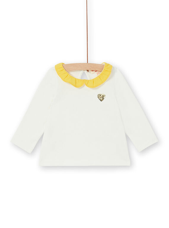 Camiseta de color crudo y amarillo de algodón para bebé niña LIJOBRA1 / 21SG0932BRA001