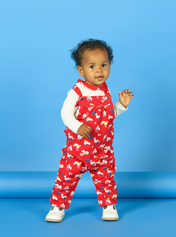 Peto rojo y blanco, con estampado floral, para bebé niña LIHACOMB / 21SG09X2CBL505