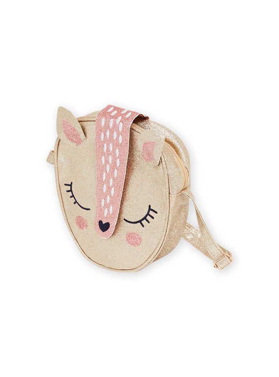 Bandolera dorada con estampado de cierva para niña MYANOBAG / 21WI01Q1BESK008