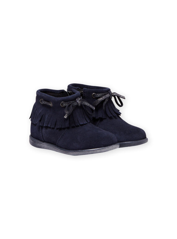 Boots de color azul marino con flecos para bebé niña MIBOOTINDI / 21XK3771D0D070
