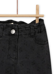 Pantalón negro desgastado con estampado floral a tono para bebé niña MIHIPAN1 / 21WG09U2PANJ905
