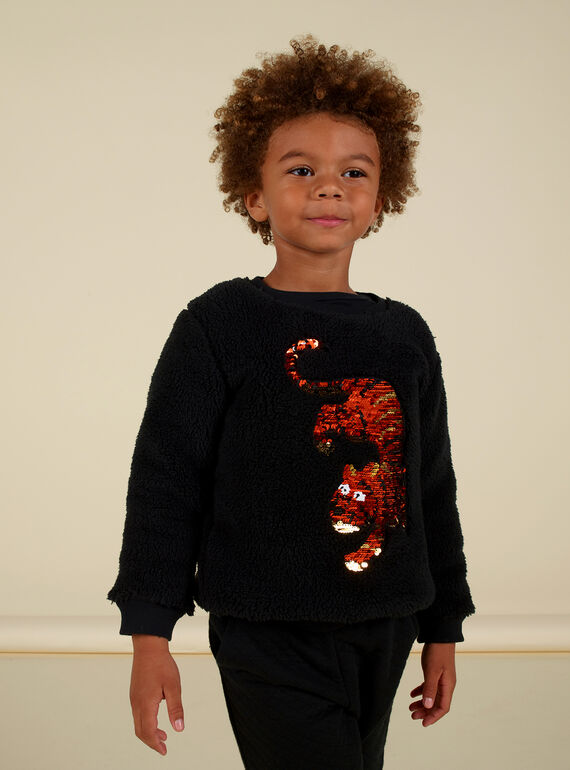 Sudadera negra efecto borrego para niño MOHISWE / 21W902U1SWEJ915