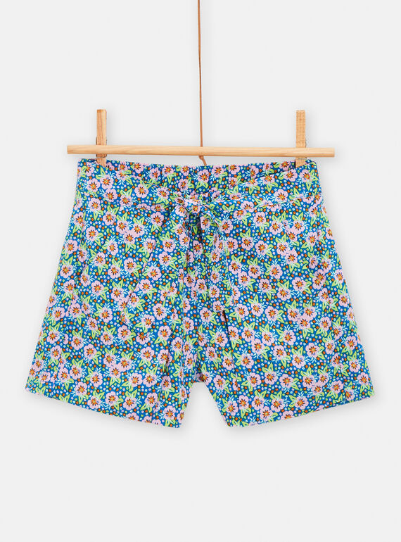 Short azul, verde y rosa con estampado floral para niña TARYSHORT2 / 24S901U2SHOC228