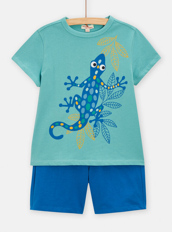 Conjunto de turquesa y azul eléctrico con estampado de lagartija para niño TOPLAENS4 / 24S902S3ENS202