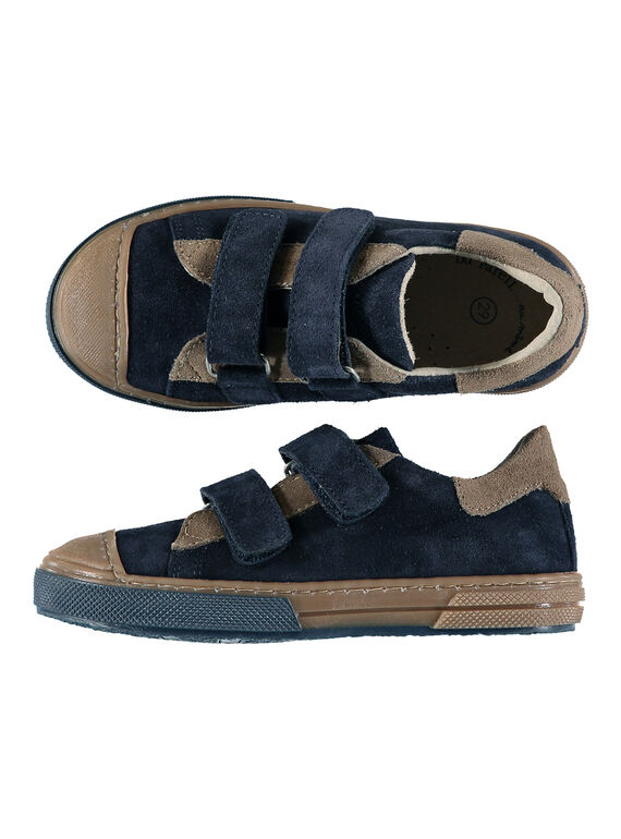 Zapatillas bicolor de piel de serraje para niño FGBASIK / 19SK3636D3F070