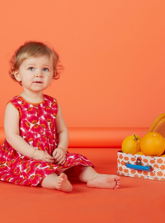 Vestido cruzado de color rojo con estampado para bebé niña JIVIROB1 / 20SG09D1ROBD327